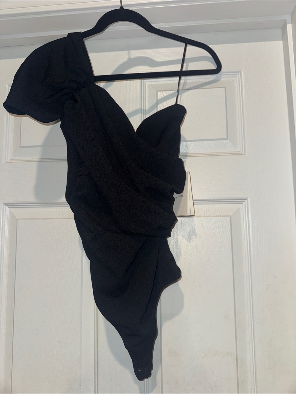 Goldsign Black One-Shoulder womens One-Piece with Draped Ruching size Med NWT
